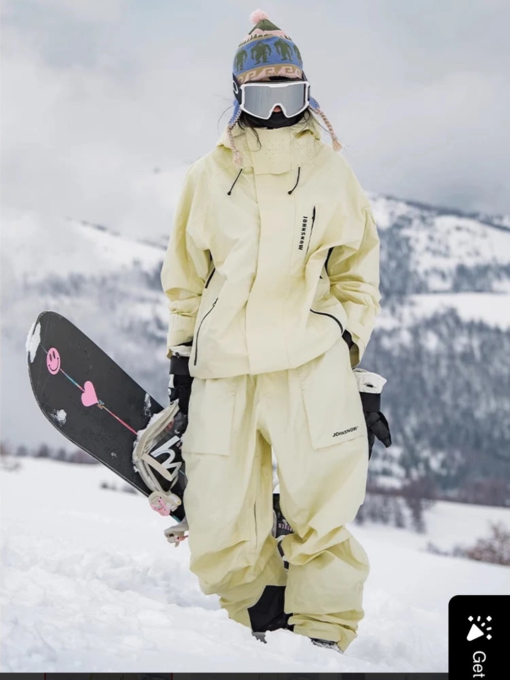 Women's Light Yellow Ski Jacket and Snow Pants Set